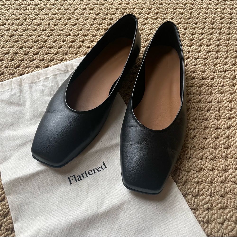 Flattered Nikki Leather Flat, Black